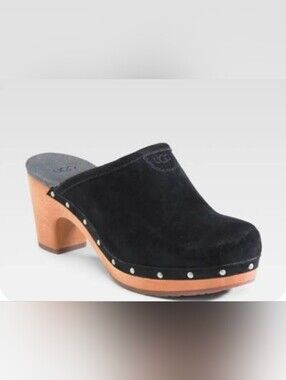 Ugg Abbie Suede Black Clogs, Size 6